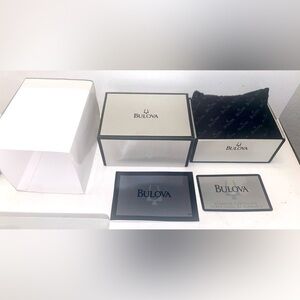 Auth BULOVA Beige EMPTY Presentation Display Storage Watch Box wComplete Inserts